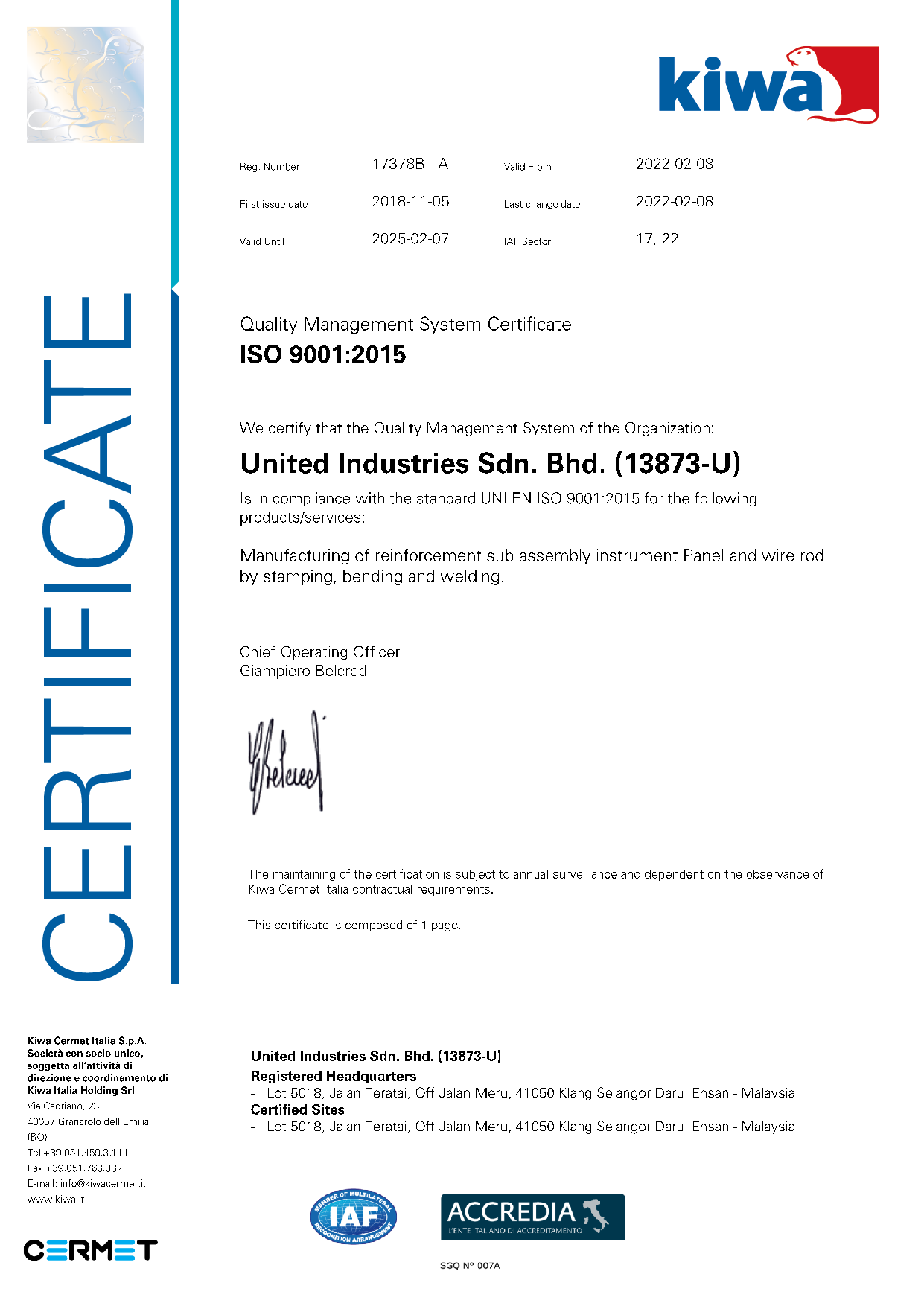 ISO 9001:2015 UI Certificate
